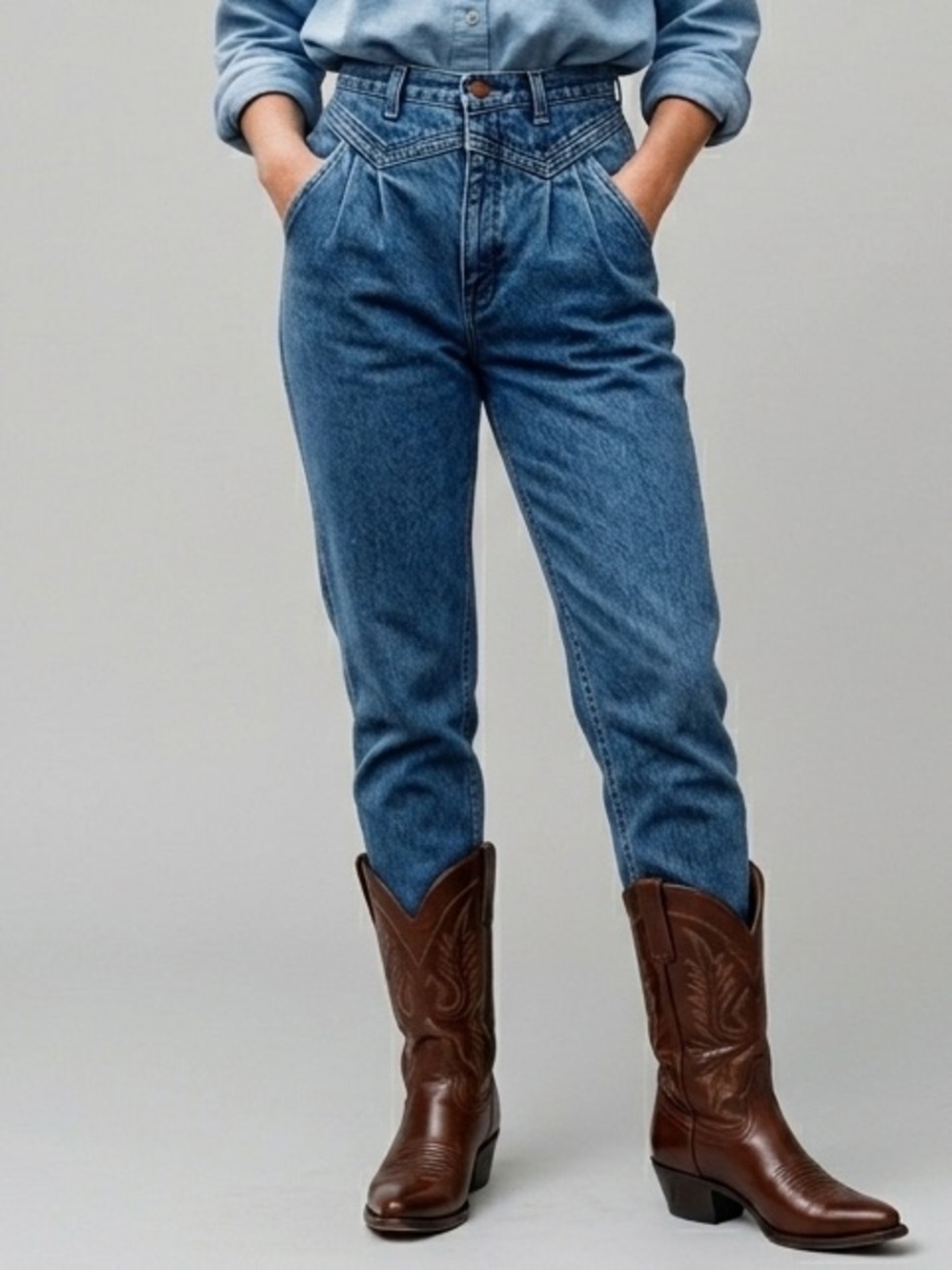 Vintage Wrangler Western High Rise Mom Jeans Womens Size 24x31 Blue Cowgirl